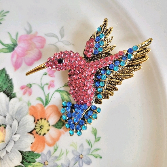 Pink Hummingbird  Brooch Pin Pendant Necklace NWT - Picture 6 of 6
